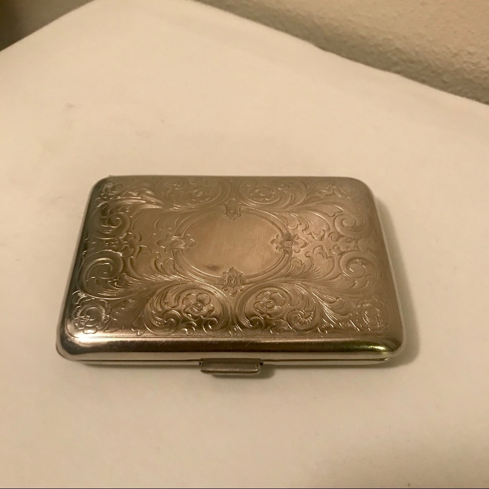 Vintage Silver Tone Cigarette Case/Card Holder!